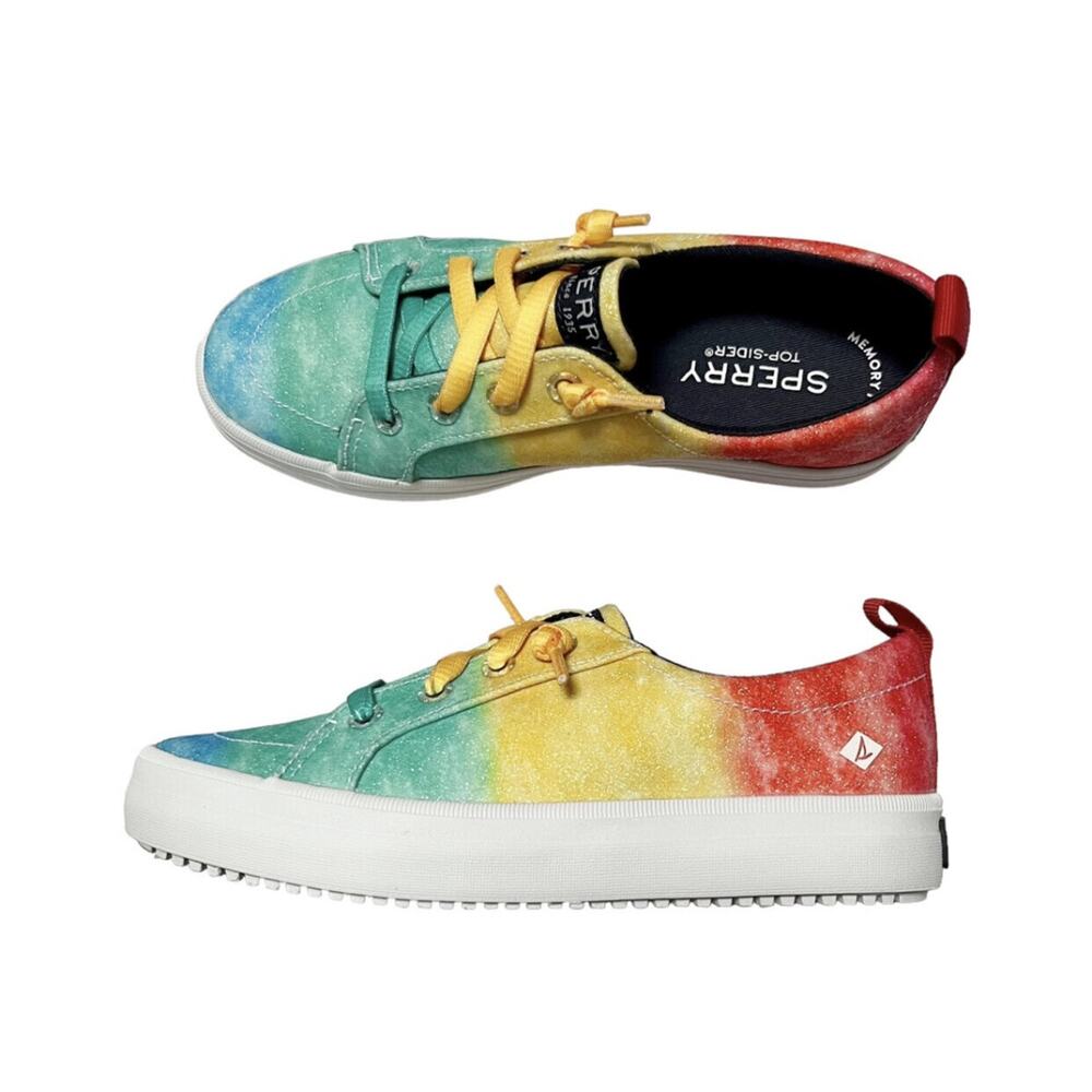 NWT Sperry Crest Vibes Rainbow Canvas Sneakers Size 1